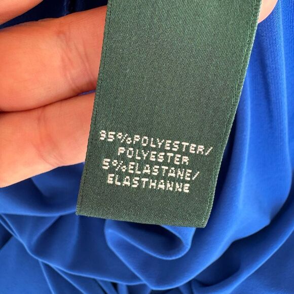 Lauren Ralph Lauren Cobalt Blue Stretchy Cocktail Dress Long Sleeve Size 12 - Picture 7 of 8